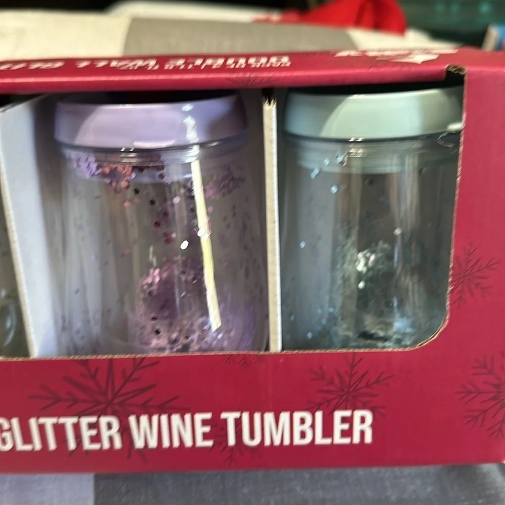 Double Wall Glitter Wine Tumbler 4 Pack Set Sully Innovations New